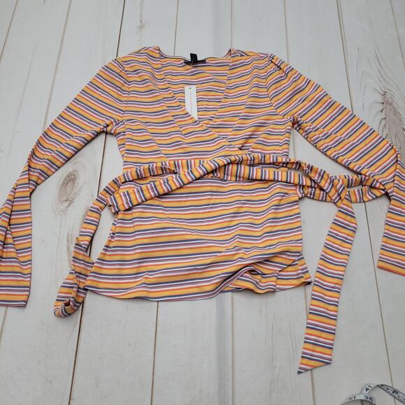 Modcloth NWT striped wrap rainbow long sleeve top betting on myself - Picture 2 of 7